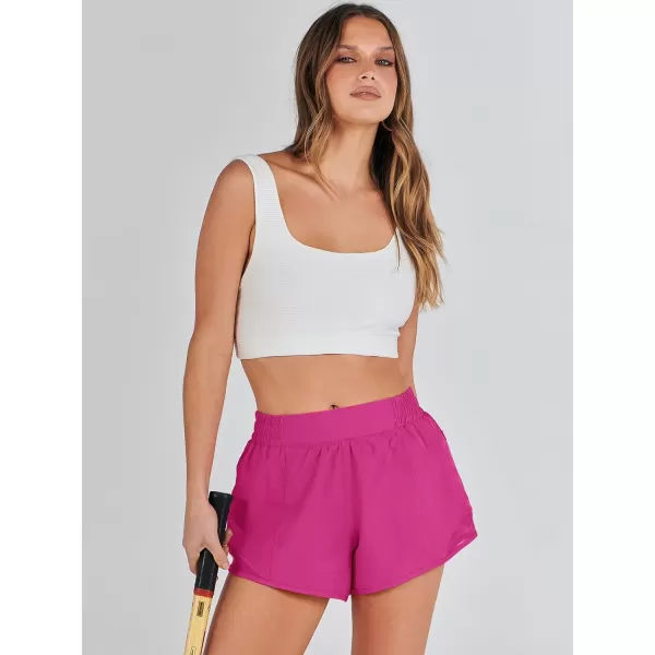 imageANRABESS Running Shorts for Women Quick Dry Athletic Sports Shorts Lightweight Active Workout Gym Shorts with Zip PocketHot Pink