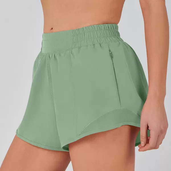 imageANRABESS Running Shorts for Women Quick Dry Athletic Sports Shorts Lightweight Active Workout Gym Shorts with Zip PocketLight Green