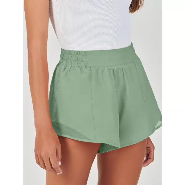 imageANRABESS Running Shorts for Women Quick Dry Athletic Sports Shorts Lightweight Active Workout Gym Shorts with Zip PocketLight Green