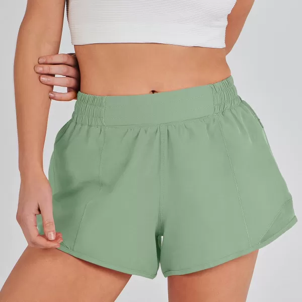imageANRABESS Running Shorts for Women Quick Dry Athletic Sports Shorts Lightweight Active Workout Gym Shorts with Zip PocketLight Green