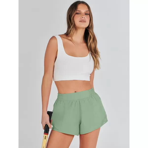 imageANRABESS Running Shorts for Women Quick Dry Athletic Sports Shorts Lightweight Active Workout Gym Shorts with Zip PocketLight Green