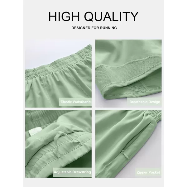 imageANRABESS Running Shorts for Women Quick Dry Athletic Sports Shorts Lightweight Active Workout Gym Shorts with Zip PocketLight Green