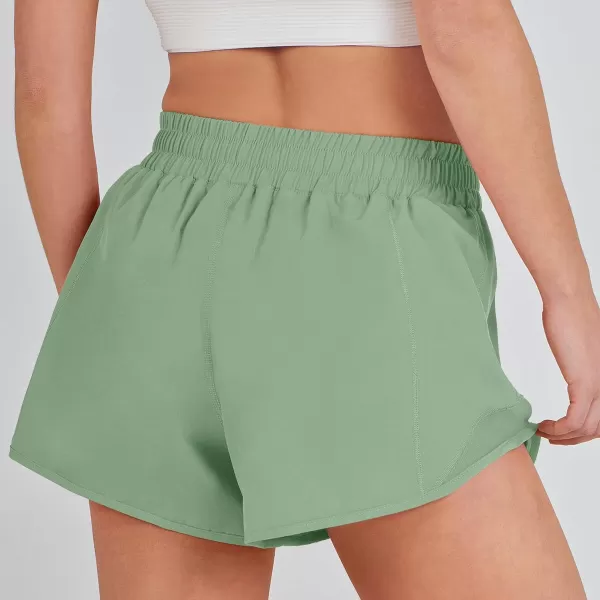 imageANRABESS Running Shorts for Women Quick Dry Athletic Sports Shorts Lightweight Active Workout Gym Shorts with Zip PocketLight Green