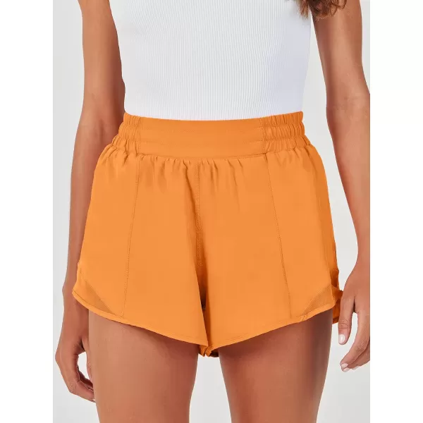 imageANRABESS Running Shorts for Women Quick Dry Athletic Sports Shorts Lightweight Active Workout Gym Shorts with Zip PocketOrange