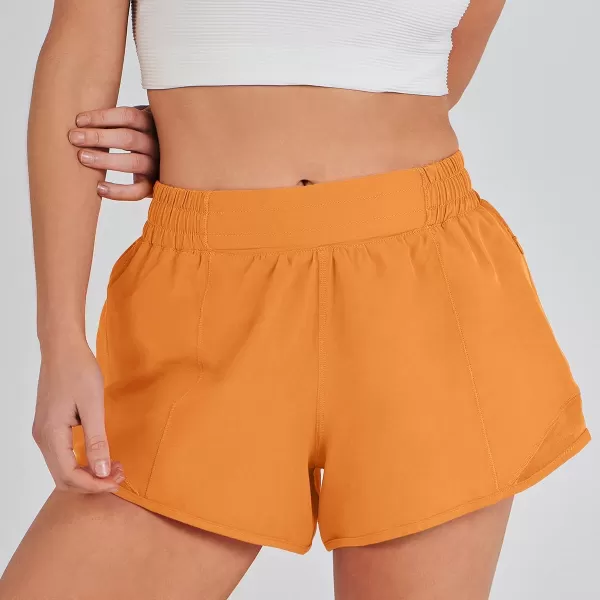 imageANRABESS Running Shorts for Women Quick Dry Athletic Sports Shorts Lightweight Active Workout Gym Shorts with Zip PocketOrange