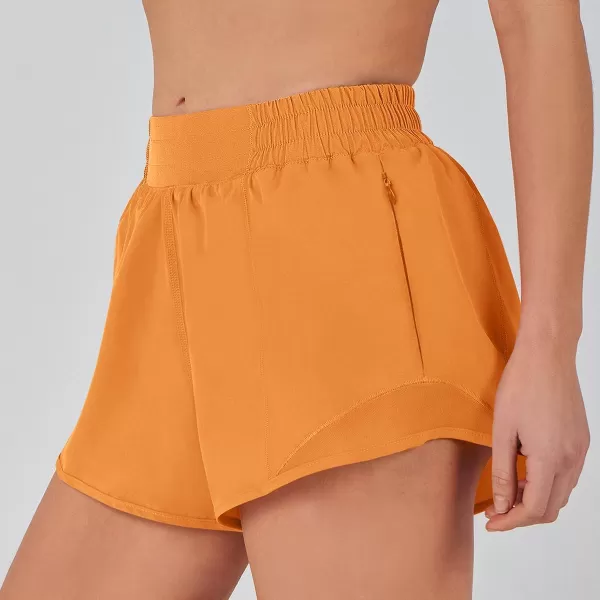 imageANRABESS Running Shorts for Women Quick Dry Athletic Sports Shorts Lightweight Active Workout Gym Shorts with Zip PocketOrange