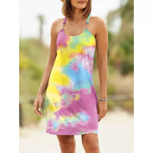 imageANRABESS Summer Dress for Women Beach Cover Up Sleeveless Strap Tank Mini Sundress Resort SwimwearFloral 04