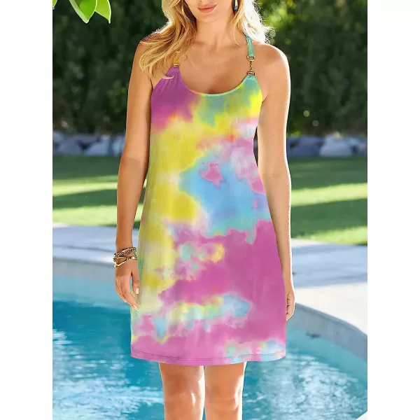 imageANRABESS Summer Dress for Women Beach Cover Up Sleeveless Strap Tank Mini Sundress Resort SwimwearFloral 04