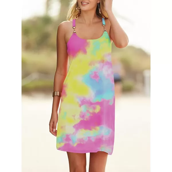 imageANRABESS Summer Dress for Women Beach Cover Up Sleeveless Strap Tank Mini Sundress Resort SwimwearFloral 04