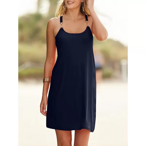 imageANRABESS Summer Dress for Women Beach Cover Up Sleeveless Strap Tank Mini Sundress Resort SwimwearNavy Blue