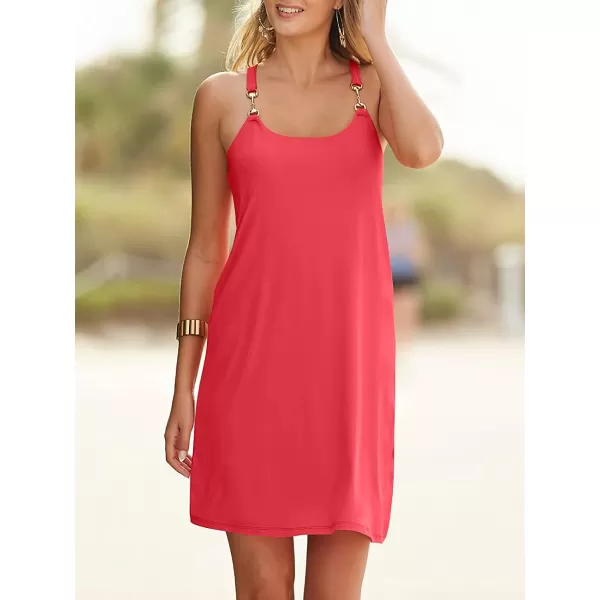 imageANRABESS Summer Dress for Women Beach Cover Up Sleeveless Strap Tank Mini Sundress Resort SwimwearPeach