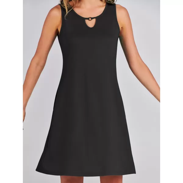 imageANRABESS Summer Dresses for Women 2023 Trendy Beach Cover Up Crew Neck Sleeveless Mini Sundress with PocketsBlack