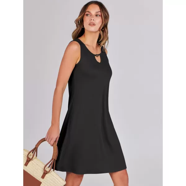 imageANRABESS Summer Dresses for Women 2023 Trendy Beach Cover Up Crew Neck Sleeveless Mini Sundress with PocketsBlack