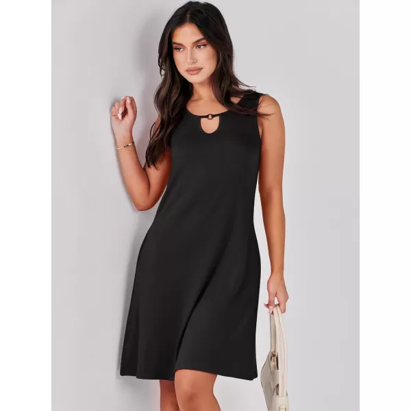 imageANRABESS Summer Dresses for Women 2023 Trendy Beach Cover Up Crew Neck Sleeveless Mini Sundress with PocketsBlack