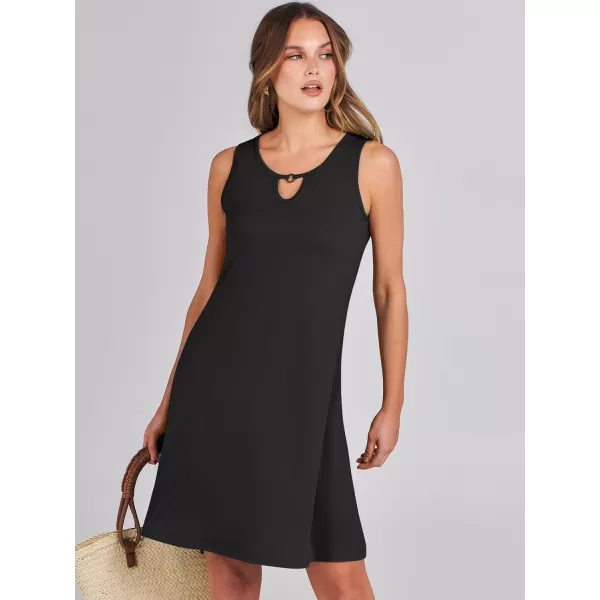 imageANRABESS Summer Dresses for Women 2023 Trendy Beach Cover Up Crew Neck Sleeveless Mini Sundress with PocketsBlack