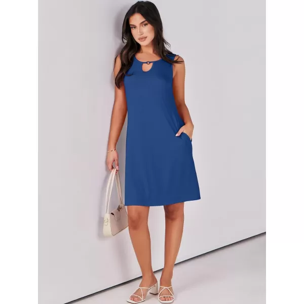 imageANRABESS Summer Dresses for Women 2023 Trendy Beach Cover Up Crew Neck Sleeveless Mini Sundress with PocketsDeep Blue