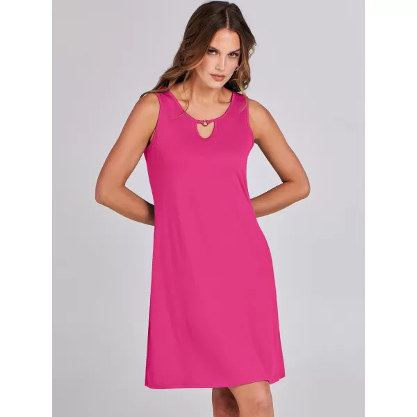 imageANRABESS Summer Dresses for Women 2023 Trendy Beach Cover Up Crew Neck Sleeveless Mini Sundress with PocketsHot Pink