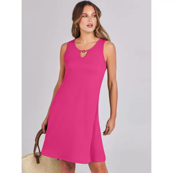 imageANRABESS Summer Dresses for Women 2023 Trendy Beach Cover Up Crew Neck Sleeveless Mini Sundress with PocketsHot Pink
