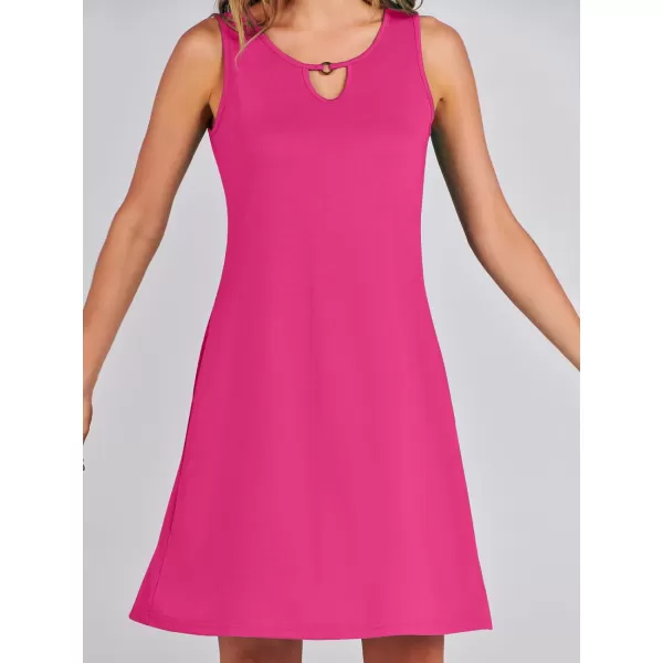 imageANRABESS Summer Dresses for Women 2023 Trendy Beach Cover Up Crew Neck Sleeveless Mini Sundress with PocketsHot Pink