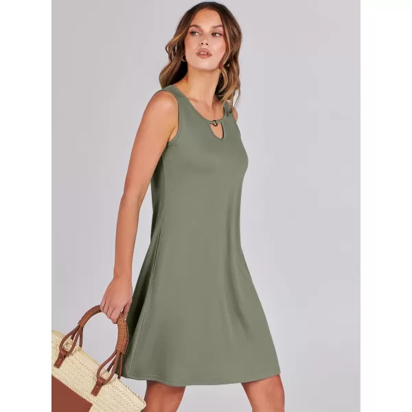 imageANRABESS Summer Dresses for Women 2023 Trendy Beach Cover Up Crew Neck Sleeveless Mini Sundress with PocketsOlive