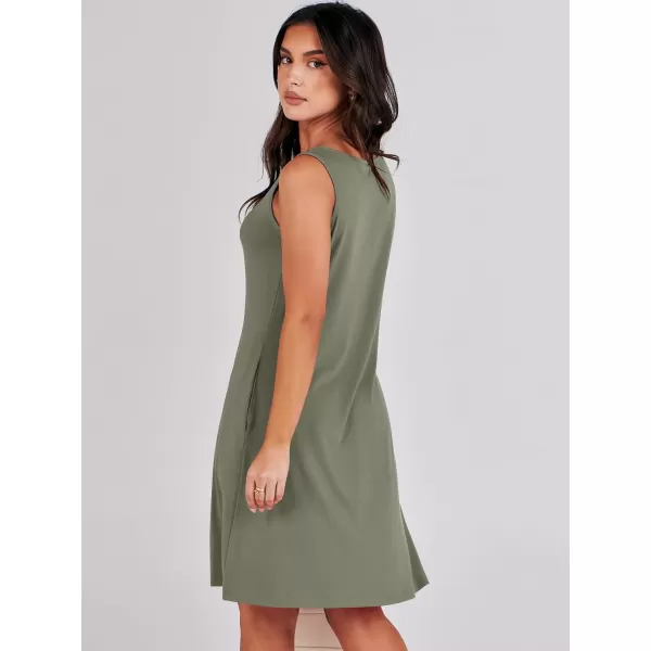 imageANRABESS Summer Dresses for Women 2023 Trendy Beach Cover Up Crew Neck Sleeveless Mini Sundress with PocketsOlive