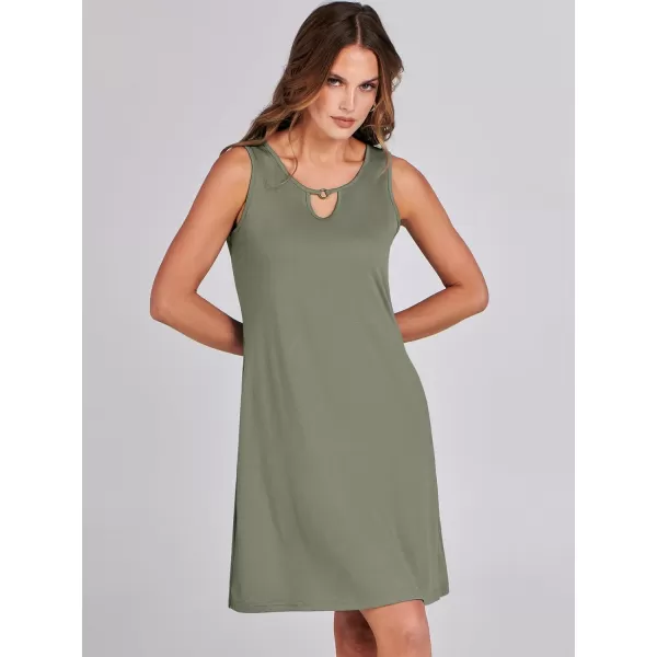 imageANRABESS Summer Dresses for Women 2023 Trendy Beach Cover Up Crew Neck Sleeveless Mini Sundress with PocketsOlive