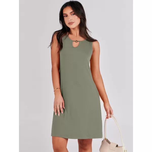 imageANRABESS Summer Dresses for Women 2023 Trendy Beach Cover Up Crew Neck Sleeveless Mini Sundress with PocketsOlive