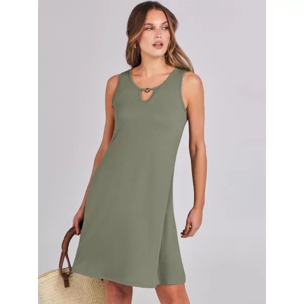imageANRABESS Summer Dresses for Women 2023 Trendy Beach Cover Up Crew Neck Sleeveless Mini Sundress with PocketsOlive