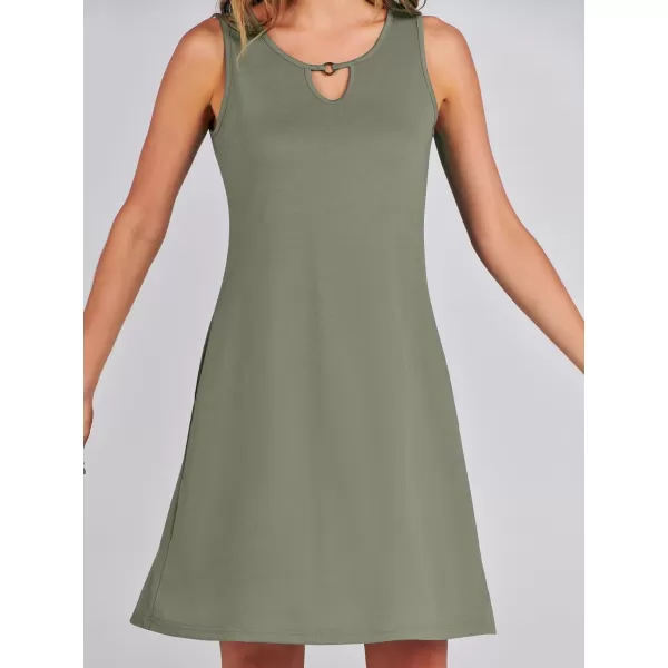 imageANRABESS Summer Dresses for Women 2023 Trendy Beach Cover Up Crew Neck Sleeveless Mini Sundress with PocketsOlive