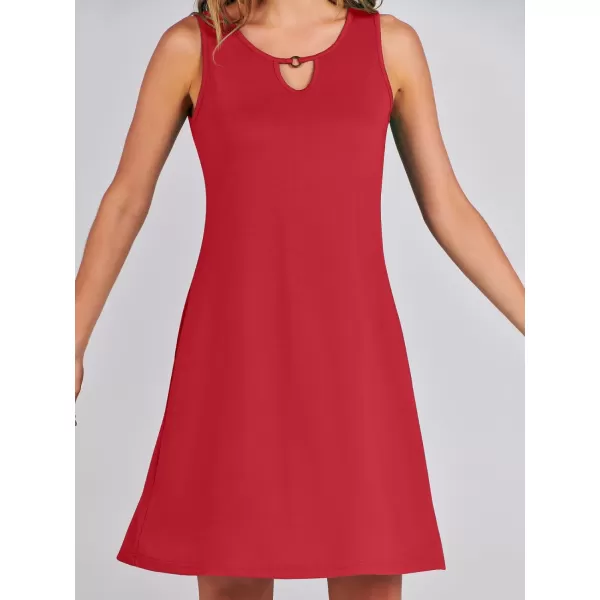 imageANRABESS Summer Dresses for Women 2023 Trendy Beach Cover Up Crew Neck Sleeveless Mini Sundress with PocketsRed