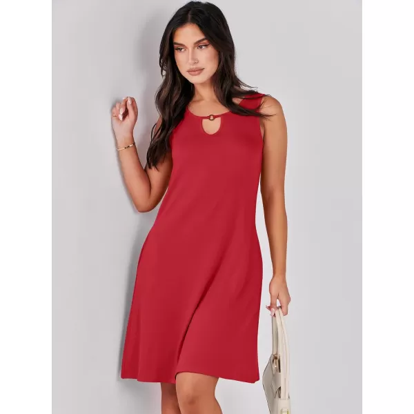 imageANRABESS Summer Dresses for Women 2023 Trendy Beach Cover Up Crew Neck Sleeveless Mini Sundress with PocketsRed