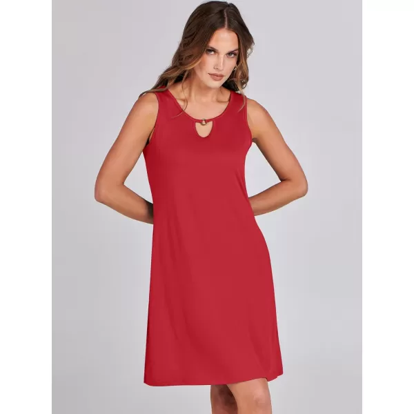 imageANRABESS Summer Dresses for Women 2023 Trendy Beach Cover Up Crew Neck Sleeveless Mini Sundress with PocketsRed