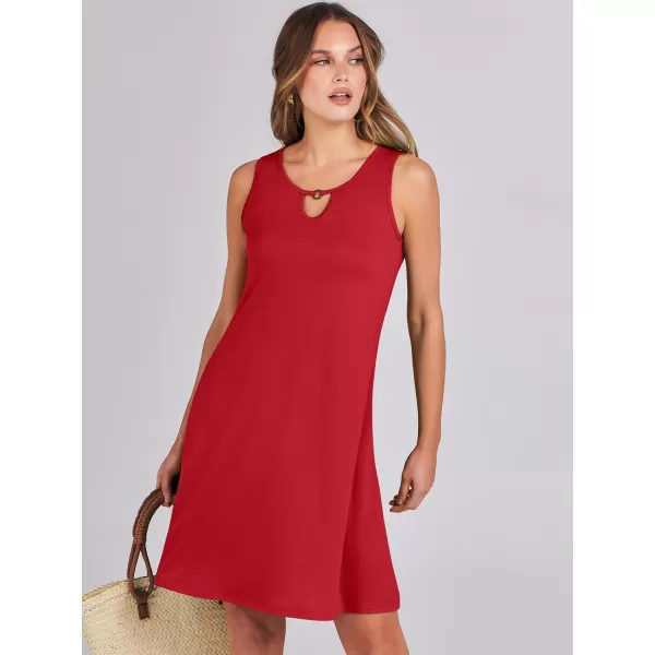 imageANRABESS Summer Dresses for Women 2023 Trendy Beach Cover Up Crew Neck Sleeveless Mini Sundress with PocketsRed