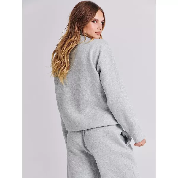 imageANRABESS Women 2 Piece Outfits Fleece Half Zip Oversized Sweatshirt Jogger Pants Matching Set Y2K TracksuitGrey