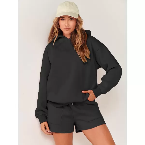 imageANRABESS Women 2 Piece Outfits Hoodie Short Set Oversized Sweatshirt Shorts Sweatsuit Y2K ClothesBlack