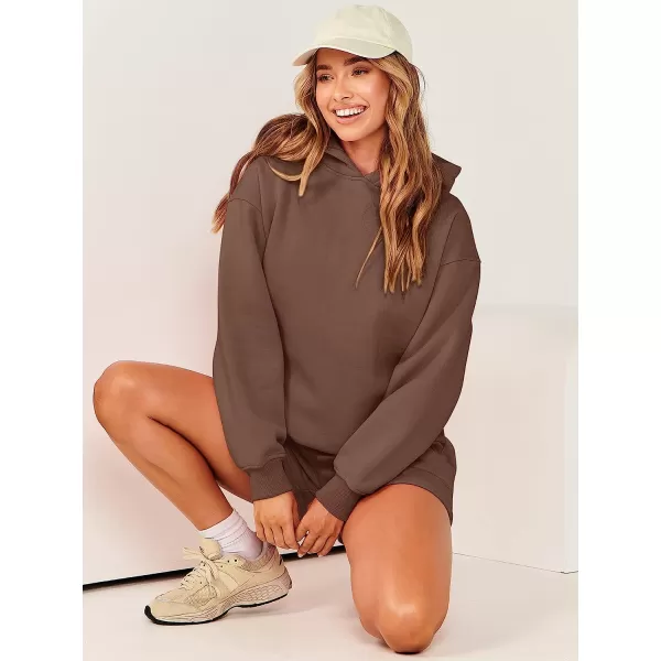 imageANRABESS Women 2 Piece Outfits Hoodie Short Set Oversized Sweatshirt Shorts Sweatsuit Y2K ClothesBrown