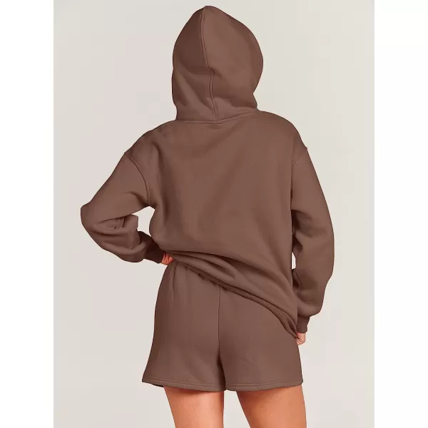 imageANRABESS Women 2 Piece Outfits Hoodie Short Set Oversized Sweatshirt Shorts Sweatsuit Y2K ClothesBrown