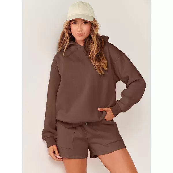imageANRABESS Women 2 Piece Outfits Hoodie Short Set Oversized Sweatshirt Shorts Sweatsuit Y2K ClothesBrown