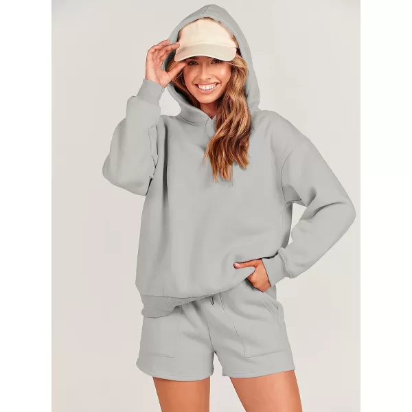 imageANRABESS Women 2 Piece Outfits Hoodie Short Set Oversized Sweatshirt Shorts Sweatsuit Y2K ClothesGrey