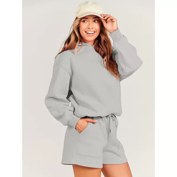imageANRABESS Women 2 Piece Outfits Hoodie Short Set Oversized Sweatshirt Shorts Sweatsuit Y2K ClothesGrey