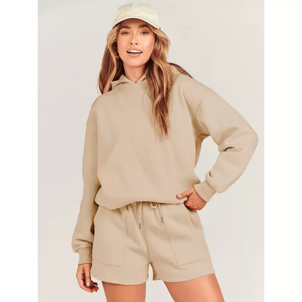 imageANRABESS Women 2 Piece Outfits Hoodie Short Set Oversized Sweatshirt Shorts Sweatsuit Y2K ClothesKhaki