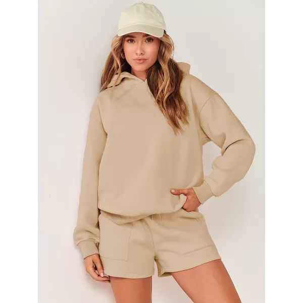 imageANRABESS Women 2 Piece Outfits Hoodie Short Set Oversized Sweatshirt Shorts Sweatsuit Y2K ClothesKhaki