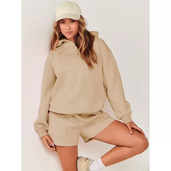 imageANRABESS Women 2 Piece Outfits Hoodie Short Set Oversized Sweatshirt Shorts Sweatsuit Y2K ClothesKhaki