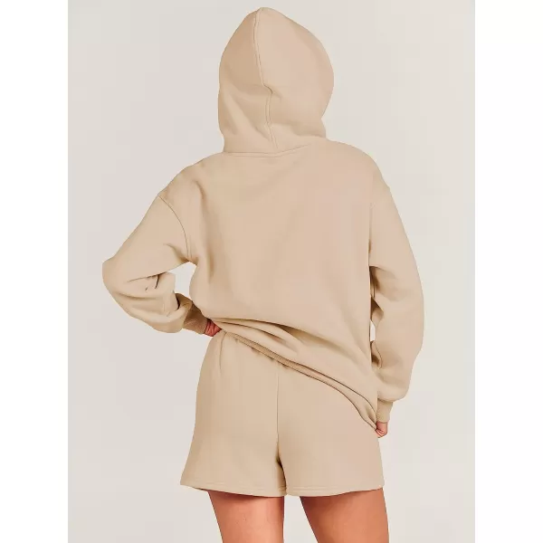imageANRABESS Women 2 Piece Outfits Hoodie Short Set Oversized Sweatshirt Shorts Sweatsuit Y2K ClothesKhaki