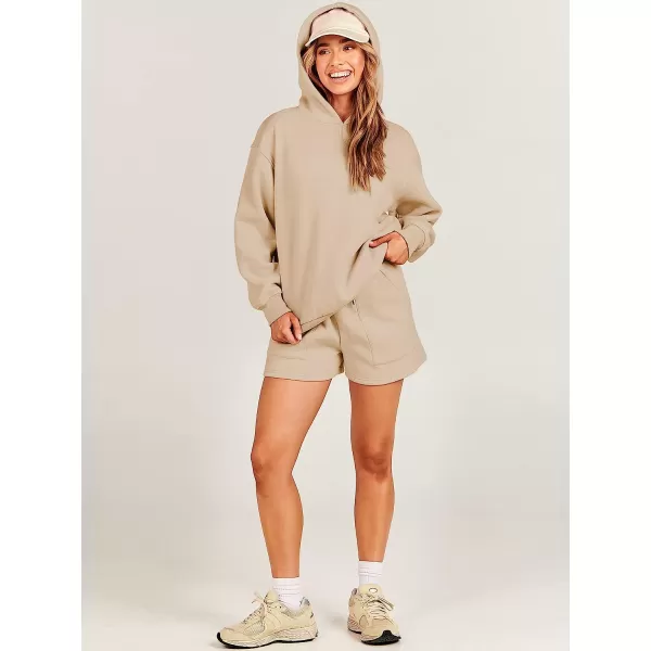 imageANRABESS Women 2 Piece Outfits Hoodie Short Set Oversized Sweatshirt Shorts Sweatsuit Y2K ClothesKhaki