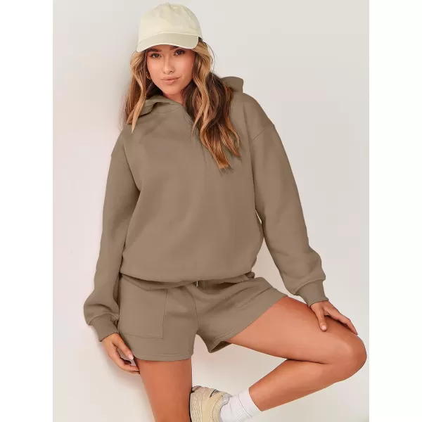 imageANRABESS Women 2 Piece Outfits Hoodie Short Set Oversized Sweatshirt Shorts Sweatsuit Y2K ClothesLight Brown
