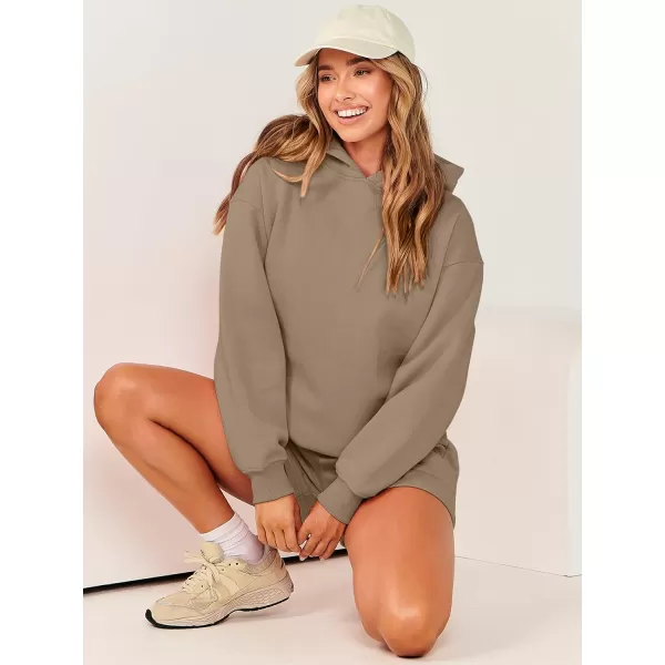 imageANRABESS Women 2 Piece Outfits Hoodie Short Set Oversized Sweatshirt Shorts Sweatsuit Y2K ClothesLight Brown