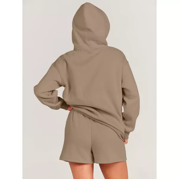 imageANRABESS Women 2 Piece Outfits Hoodie Short Set Oversized Sweatshirt Shorts Sweatsuit Y2K ClothesLight Brown