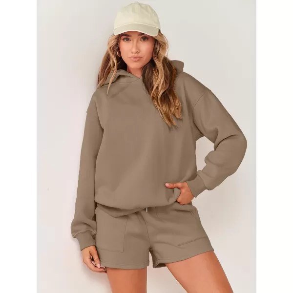 imageANRABESS Women 2 Piece Outfits Hoodie Short Set Oversized Sweatshirt Shorts Sweatsuit Y2K ClothesLight Brown