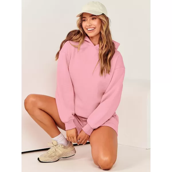 imageANRABESS Women 2 Piece Outfits Hoodie Short Set Oversized Sweatshirt Shorts Sweatsuit Y2K ClothesPink